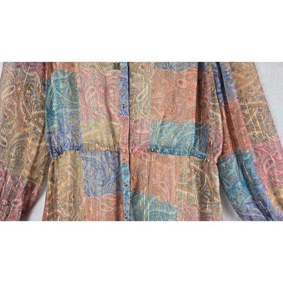 Boston Proper 2 Piece Sheer Dress Sparkly Boho Paisley Sz L Cream Tank Slip - Picture 13 of 16